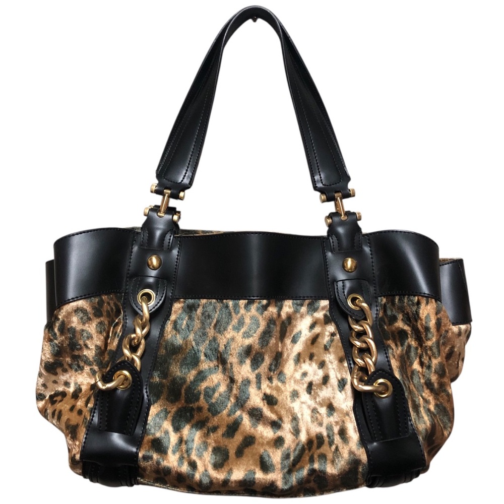 MAXXIMUM Leopard Print and Black Leather Women's Shoulder Bag Medium/Large Exc.